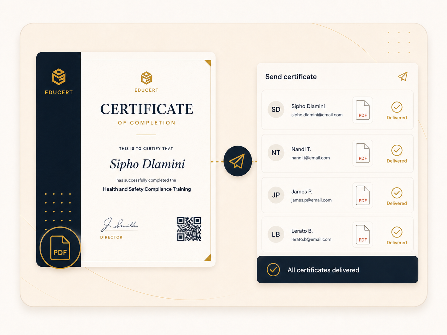 Certificate sending graphic